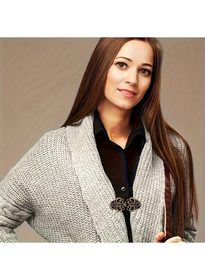 Home Clearance Sale 4 قطع مشابك سترة قديمة من سبيكة الزنك، مشابك سترة دوارة، مشابك ياقة كاب أنيقة، مشابك كاردغان، مشابك تثبيت شال، مشابك قميص، مشابك وشاح معطف، هدية مثالية للرجال والنساء - Image 2