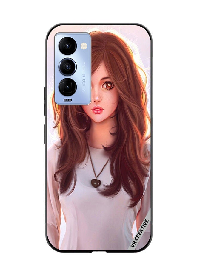 VR CREATIVE Protective Case Cover For Tecno Camon 18/18 P Girl With Curly Hair Design Multicolour - Image 1