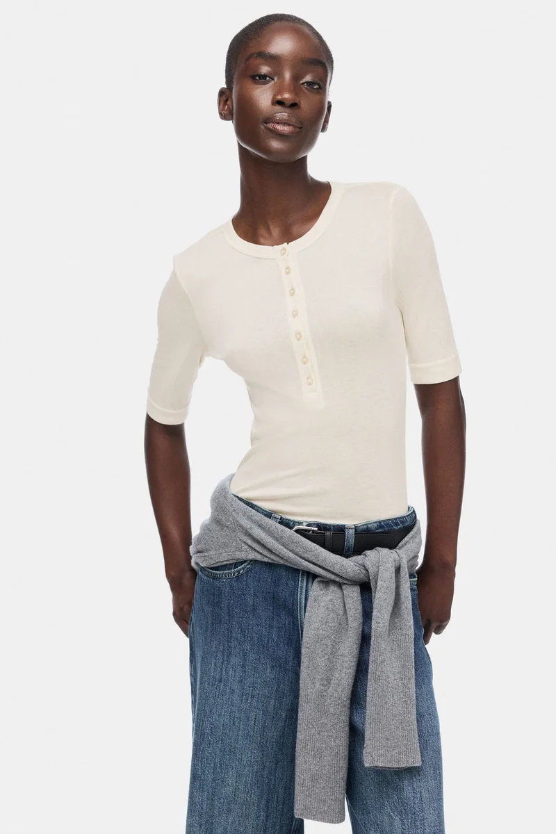 اتش اند ام بلوزة من قطن بيما