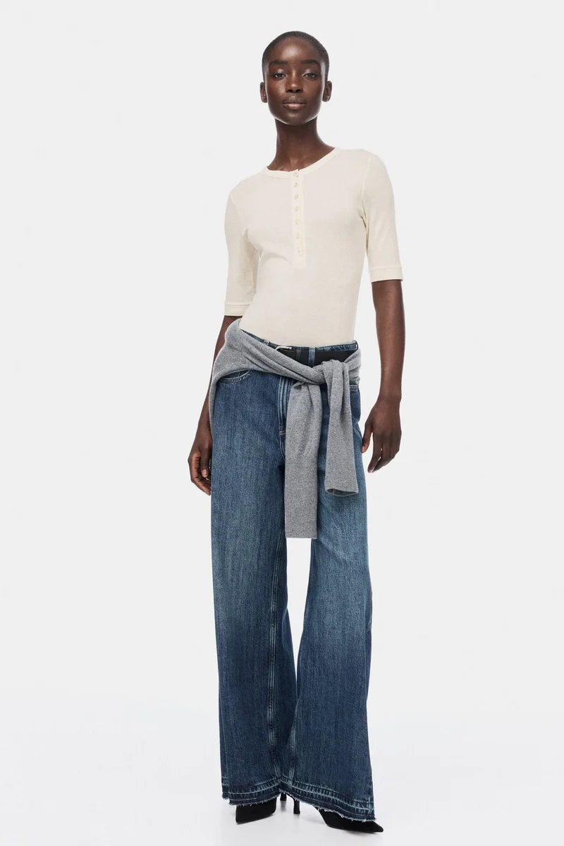 اتش اند ام بلوزة من قطن بيما