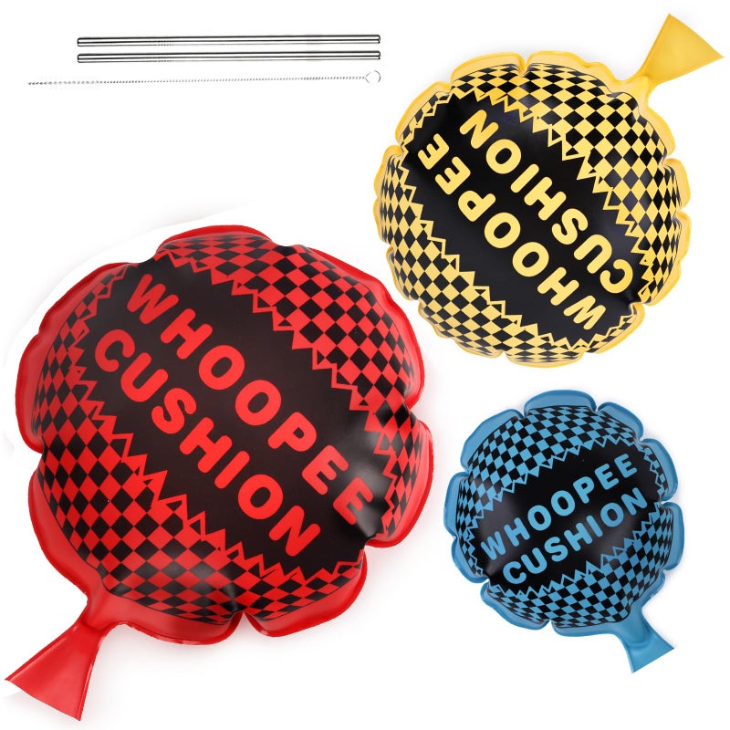POPLAY 3 PCS Whoopee Cushions 3 Colors Fart Prank Noise Maker Toys for Novelty Party Favors Kids 1086 Inch - Image 3