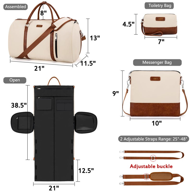 TIBES Convertible 2-in-1 Garment Bags for Travel, 50L Carry On Garment Duffle Bag With Shoe Compartment Large Weekender Bag for Women Men Hanging Suitcase Suit Travel Duffel Overnight Bags 4pcs Set - Image 5