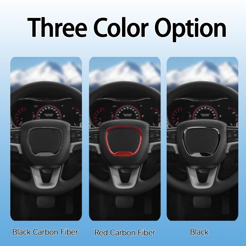 VANEST Central Control Steering Button Frame Trim Compatible with Dodge Challenger Durango 2015-2025, Car Interior Decoration Accessories (Red Carbon Fiber) - Image 3