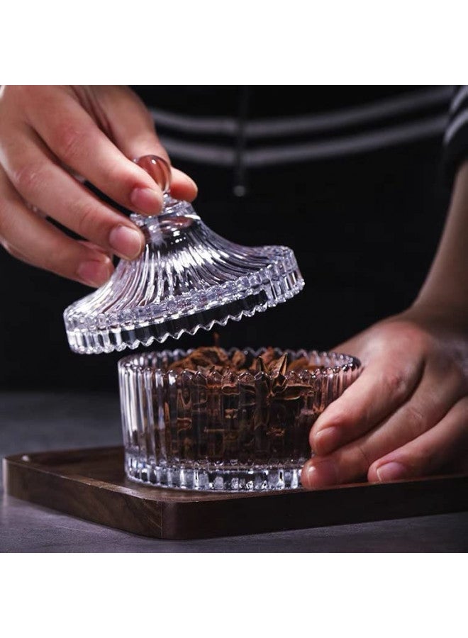 erioctry 300ml/10oz Elegant Crystal Candy Jar with Lid Decorative Candy Dish Bowl Tent Shaped Glass Biscuit Jar Wedding Candy Buffet Container Boxes of Glass for Home Office Desk Gift - Image 2