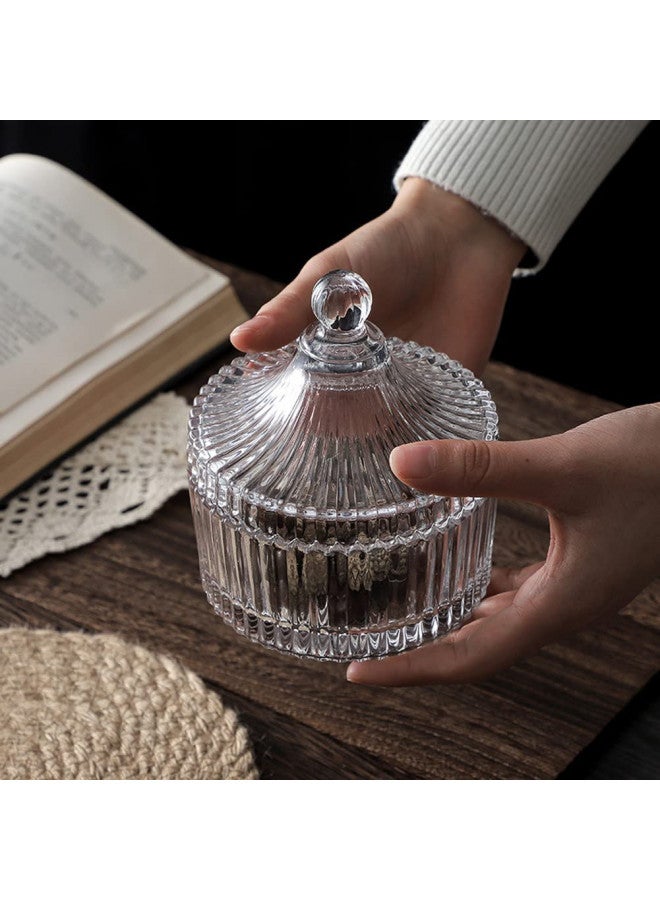 erioctry 300ml/10oz Elegant Crystal Candy Jar with Lid Decorative Candy Dish Bowl Tent Shaped Glass Biscuit Jar Wedding Candy Buffet Container Boxes of Glass for Home Office Desk Gift - Image 4