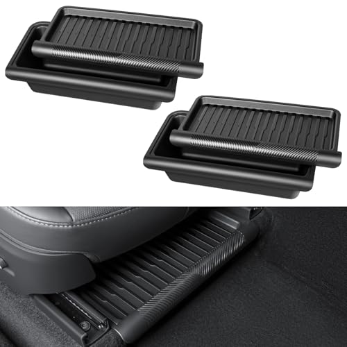 KUNIST 2PCS Under Seat Storage Box for 2026 Tesla Model Y JuniperHidden Organizer Tray Underseat Bins with Lid Cover for 20252026 Tesla New Model Y Juniper Launch Series Interior Accessories - Image 1