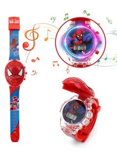Fazza Spiderman Cartoon Children's Watch, Children's Luminous Watch Toys With Light Effects, Children's Electronic Watch With Music, Children's Flip Cartoon Watch  - Image 3