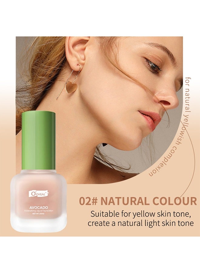 اوكيل كريم أساس سائل مرطب بالأفوكادو ، تناسب حريري مع البشرة ومرطب وخفيف الوزن خافي العيوب مرطب ، ترطيب للوجه على مدار 24 ساعة 30 مل (#02 طبيعي) - Image 3