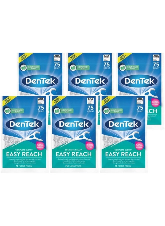 دينتك خيط تنظيف الأسنان Complete Clean Easy Reach، طلاء الفلورايد المتقدم، نكهة غسول الفم، 75 قطعة (عبوة من 6 قطع) - Image 1