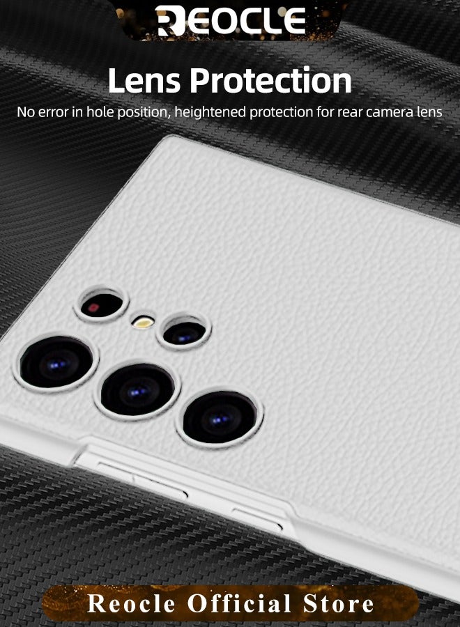 REOCLE Samsung Galaxy S23 Serious Case with Kickstand Ultra-thin Plain Leather Anti-fall Mobile Phone Case for Galaxy S23 Series - Image 4