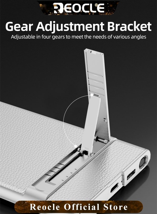 REOCLE Samsung Galaxy S23 Serious Case with Kickstand Ultra-thin Plain Leather Anti-fall Mobile Phone Case for Galaxy S23 Series - Image 5