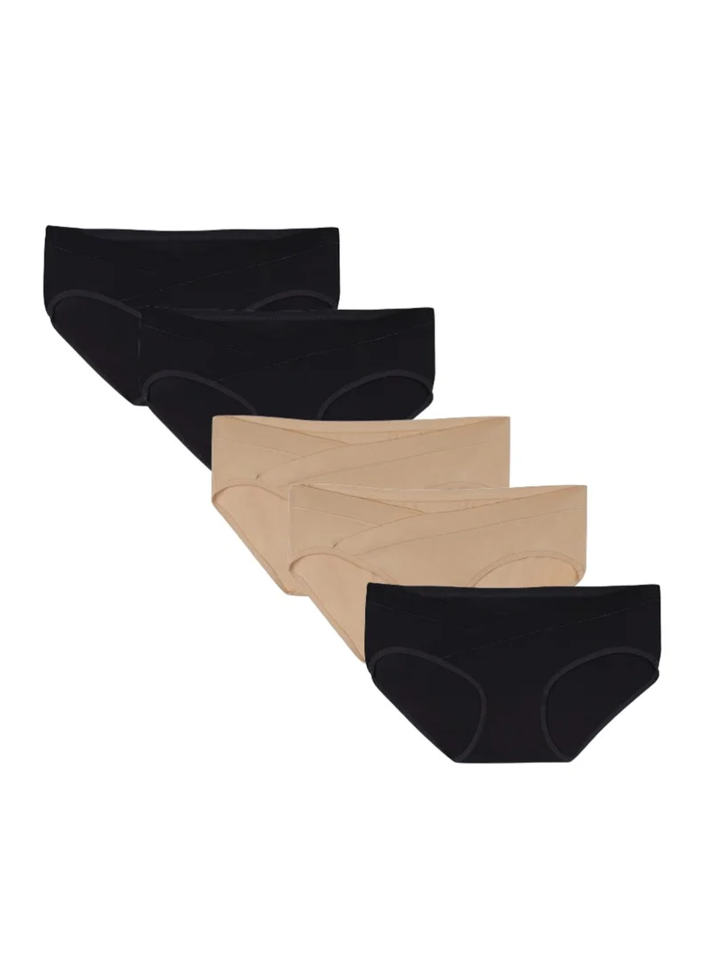 TUMMY Tummy Bamboo Cotton Low Waist Maternity Panty Pack of 5 - Multicolor Packs