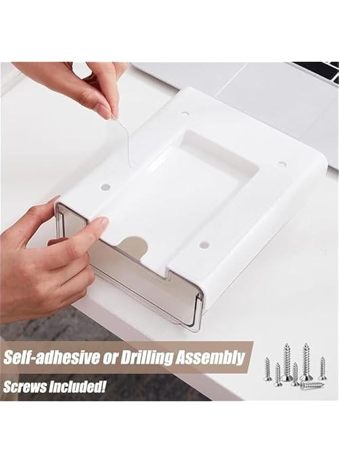 ميكسد منظم ادراج تحت المكتب، منظم تخزين مخفي للمكتب، درج درج للمكتب والمنزل والمدرسة والطلاب وغيرهم من قطعتين - Image 3