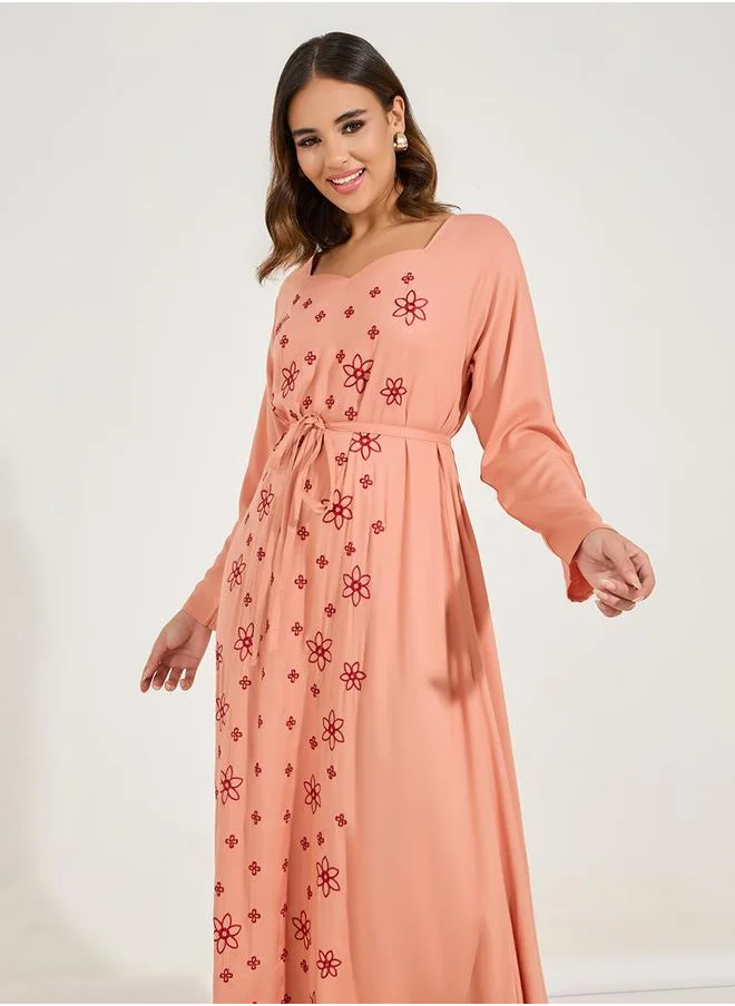 Styli Floral Embroidered Jalabiya