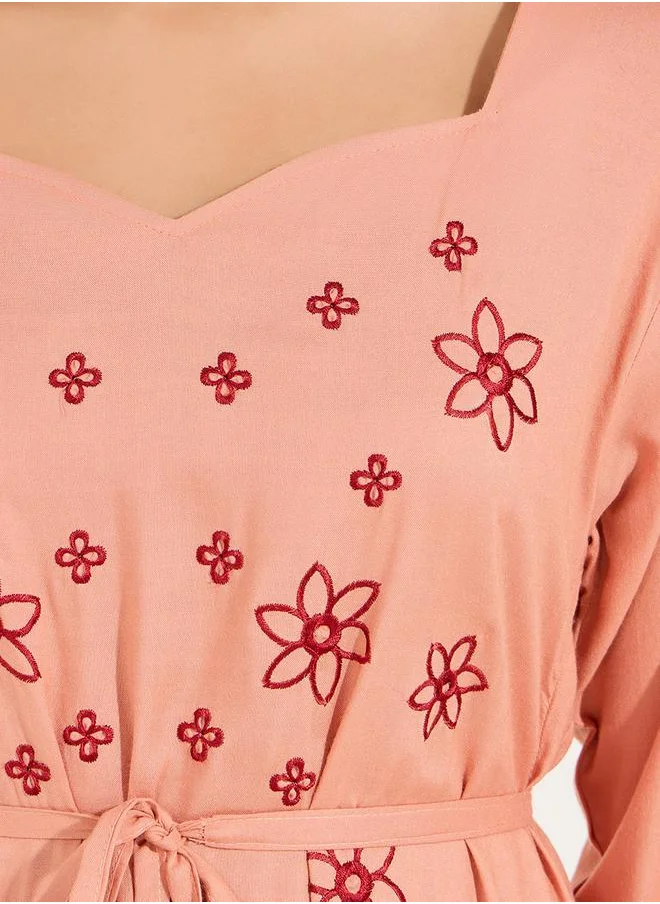 Styli Floral Embroidered Jalabiya