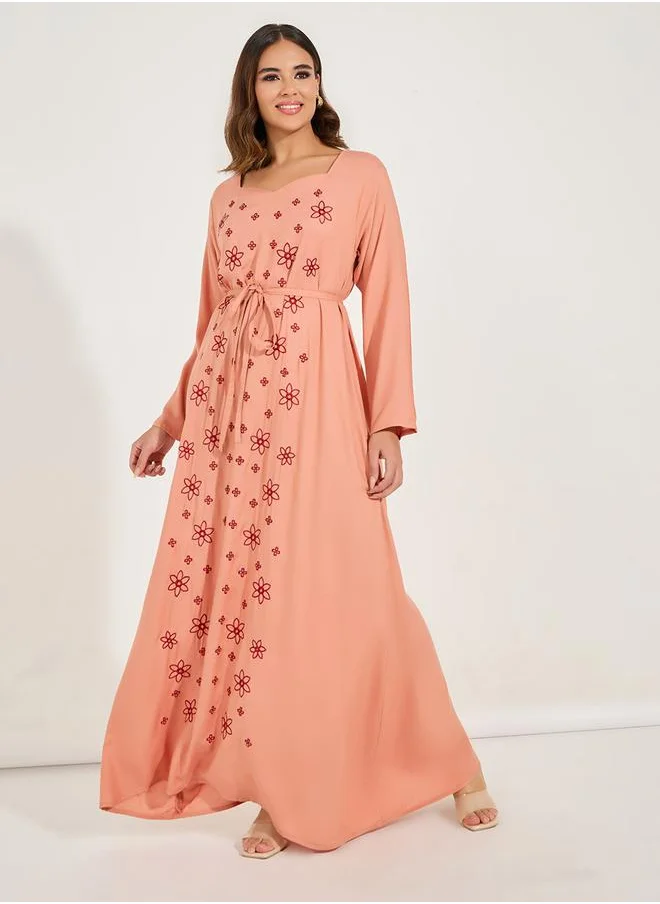 Styli Floral Embroidered Jalabiya