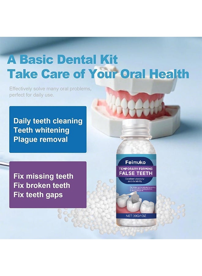 Feimuko Temporary Forming False Teeth Kit, Tooth Repair Kit, Moldable Tooth Filling Repair Kit With 4 Dental Tool, Tooth Replacement Missing Teeth, Dental Care Kit Fixing The Missing And Broken Replacements, DIY Natural Filling Fake Teeth, Smile Confidently Again - Image 5