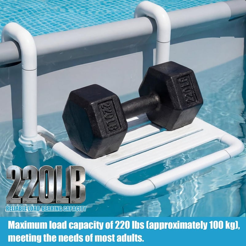 Memorywuu 18.9 Inch Foldable Underwater in Pool Stool Chair Non Float Poolside Bar Seating Above Ground Frame Swimming Pools White Comfortable Supports up to 220 Lbs - Image 4