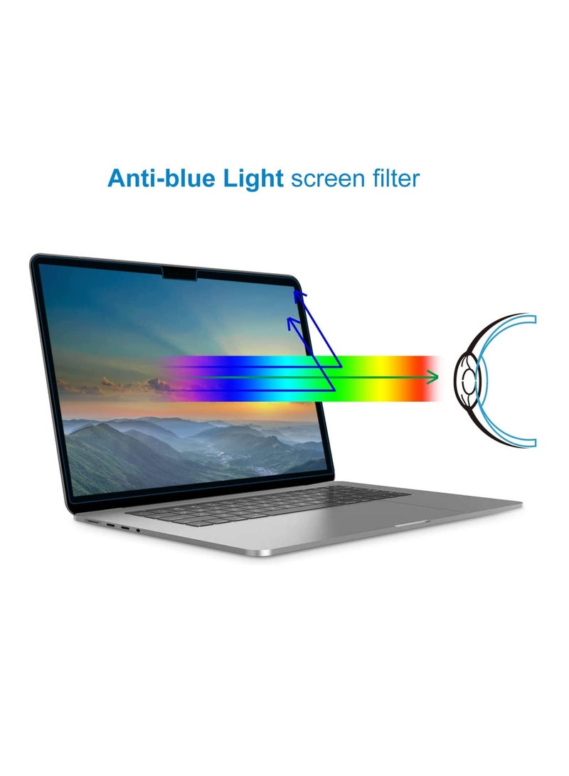 حماية شاشة MacBook Air 15 بوصة - ترقية مضادة للضوء الأزرق، فيلم شاشة متوافق مع MacBook Air 15.3 بوصة (A3241، A2941، A3114، M2/M3/M4)، مقاوم للخدوش/حماية للعين/مضاد للتوهج - Image 1