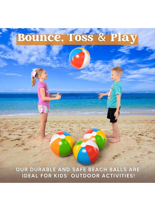 4 Packs 20 Inch Inflatable Rainbow Beach Balls for Pool Parties, Kids and Adults Summer Toys, Party Favors, Beach Decorations, Water Games Large Bulk Set for Luau, Birthday, Summer Fun - Image 3