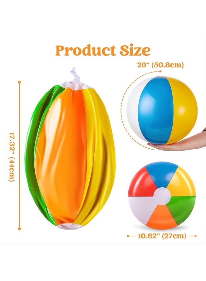 4 Packs 20 Inch Inflatable Rainbow Beach Balls for Pool Parties, Kids and Adults Summer Toys, Party Favors, Beach Decorations, Water Games Large Bulk Set for Luau, Birthday, Summer Fun - Image 5