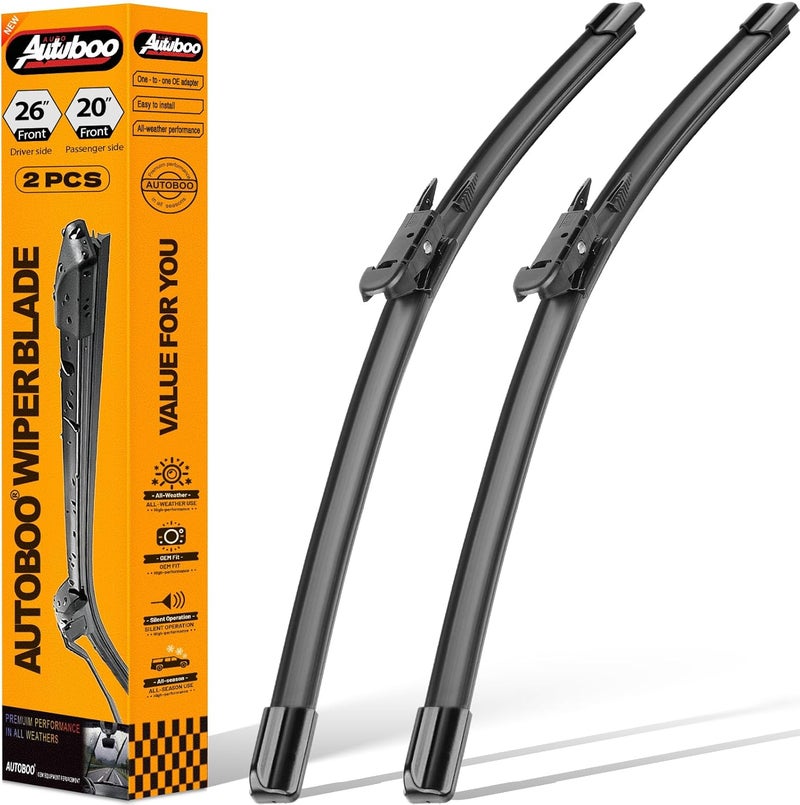 AUTOBOO 26"+20" Windshield Wiper Blade Replacement for Toyota Avalon 2005-2012 Ford Taurus 2011-2018 -Original Factory Quality (Pack of 2) - Image 1