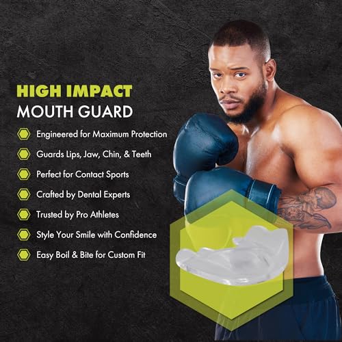 DAMAGE CONTROL High-Impact Mouth Guard – Sports Mouthguard for Boxing, Football, Hockey, Lacrosse & Basketball, Protects Teeth & Jaw, Protective Mouthpiece for Adults & Youth (Adult, Clear 2.0) - Image 2