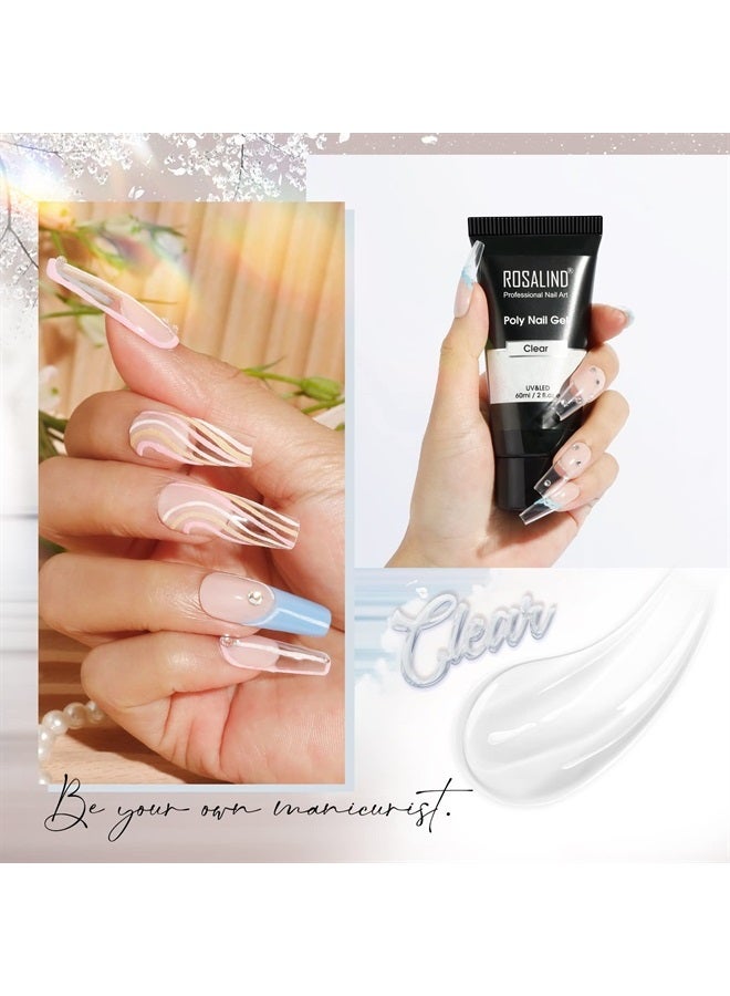 Rosalind جل بولي أكريليك شفاف، 2 قطعة 60 مل مجموعة جل أظافر بولي لبناء الأظافر لتزيين الأظافر الشفافة، جل بولي لتكثيف الأظافر، أنبوب سهل الاستخدام DIY يحتاج إلى مصباح UV - Image 3
