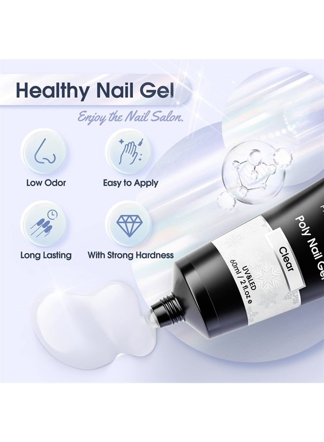 Rosalind جل بولي أكريليك شفاف، 2 قطعة 60 مل مجموعة جل أظافر بولي لبناء الأظافر لتزيين الأظافر الشفافة، جل بولي لتكثيف الأظافر، أنبوب سهل الاستخدام DIY يحتاج إلى مصباح UV - Image 4