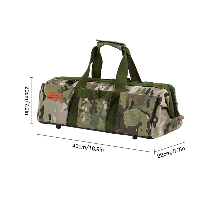 sundick Outdoor Tool Bag: Black Oxford Cloth With PVC Bottom, Water-resistant Durable, Multiple Pockets - Wide Opening Tool Organizer Bag for Camping Outdoor Use - Image 3