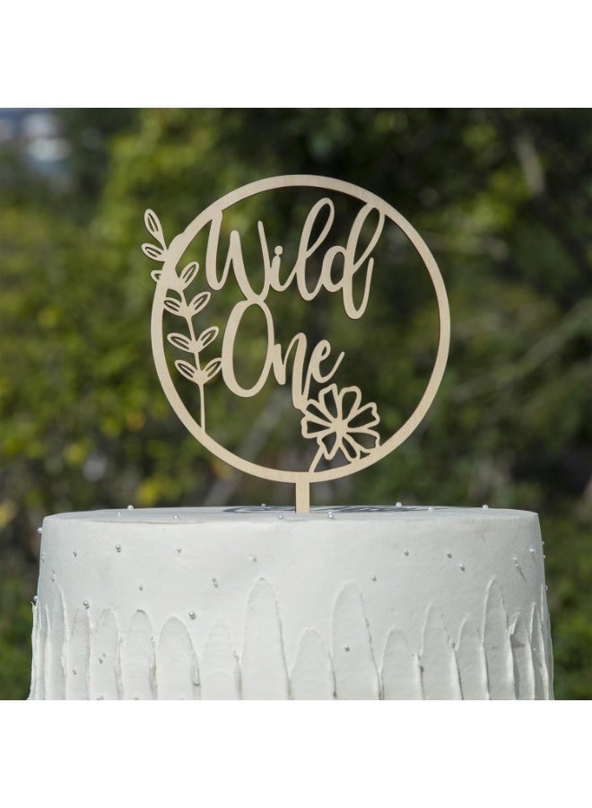 Wild One Cake Topper - 1st Birthday Wood Cake Topper, Wildflower Cake Topper, Floral Birthday cake sign, First Birthday Wildflower Cake Topper - Image 5