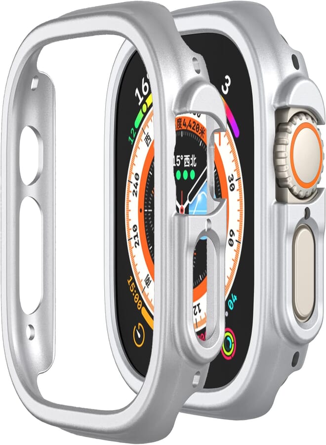 Yrzper Compatible with Apple Watch Ultra 49mm Hard PC Case Cover Resistant Impact Shockproof Protective All-Around Edge Protective PC Hard Bumper Cover Face for Apple Watch Ultra 49mm (Silver)