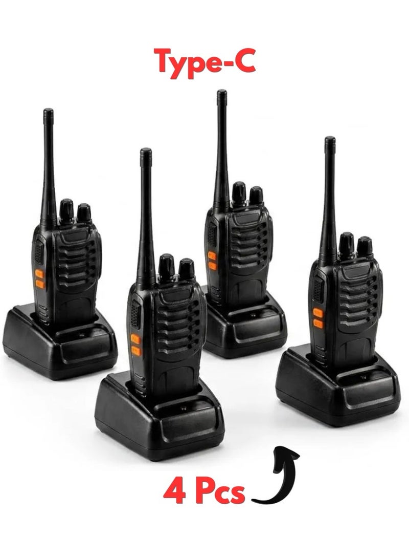 4 أجهزة لاسلكي (طراز BF-888s) بمنفذ Type-C للاستخدام الداخلي والخارجي