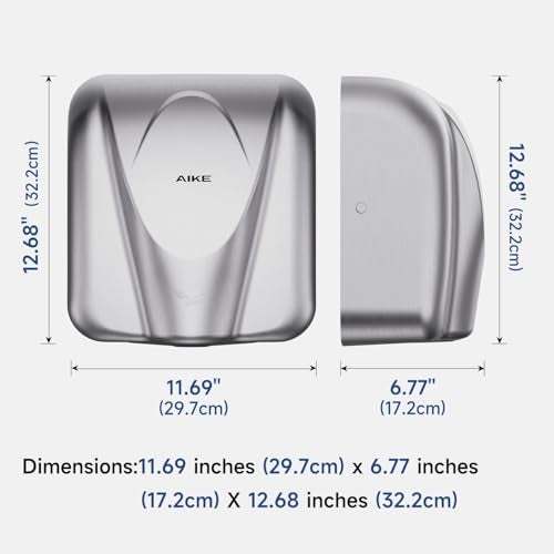 AIKE Elephant Power Commercial Hand Dryer High Speed Auto Warm Wind, Brushed Stainless Steel Cover AC110V-130V Model AK2812 - Image 3