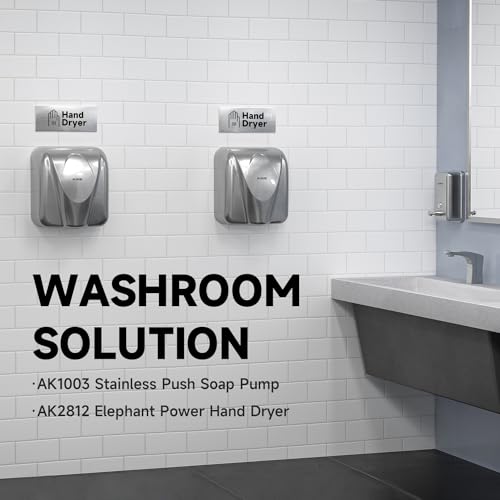 AIKE Elephant Power Commercial Hand Dryer High Speed Auto Warm Wind, Brushed Stainless Steel Cover AC110V-130V Model AK2812 - Image 2