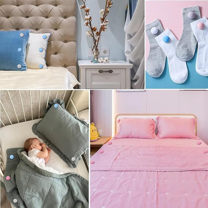 Dodhar Dodhar Bed Sheet Clips Mushroom Duvet Cover Pins Holding Clips NonSlip Cover Fixator Comforter Quilt AntiMovement Bed Quilt Clamps with OneKey Unlock for Blanket Color Pink Blue Pack of 8  - Image 4