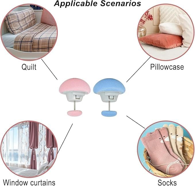Dodhar Dodhar Bed Sheet Clips Mushroom Duvet Cover Pins Holding Clips NonSlip Cover Fixator Comforter Quilt AntiMovement Bed Quilt Clamps with OneKey Unlock for Blanket Color Pink Blue Pack of 8  - Image 5