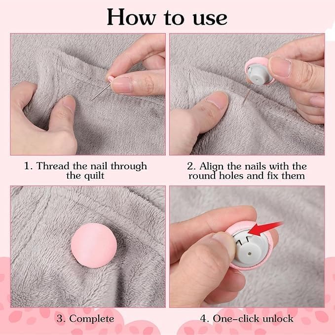 Dodhar Dodhar Bed Sheet Clips Mushroom Duvet Cover Pins Holding Clips NonSlip Cover Fixator Comforter Quilt AntiMovement Bed Quilt Clamps with OneKey Unlock for Blanket Color Pink Blue Pack of 8  - Image 3