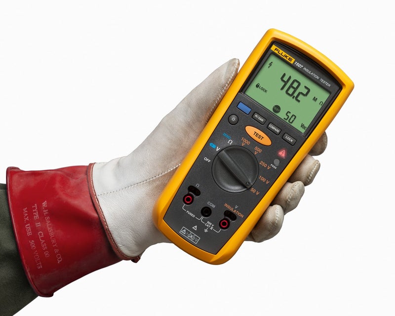 Fluke 1507 Digital Megohmmeter Insulation Resistance Tester, For Advanced Industrial and Electrical Insulation Testing, Offers Multiple Insulation Test Voltages: 50 V, 100 V, 250 V, 500 V, and 1000 V - Image 2