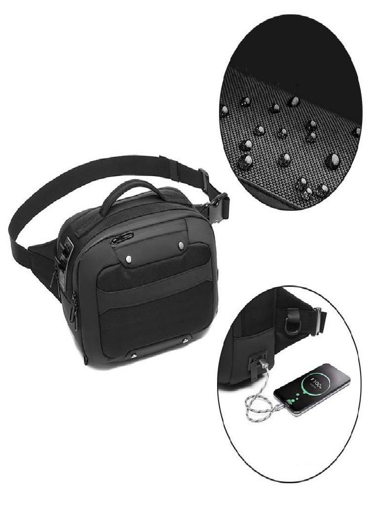Eckek - OZUKO Men's Waist Bag Outdoor Multifunctional Camouflage Chest Bag Tactical Storage Large Capacity Messenger Bag - Image 1