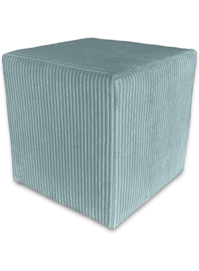 Cube-shaped stool, dark teal footstool, velvet stool for living room, bedroom, and hallway, upholstered ottoman, padded or cube-shaped stool for sofa or armchair