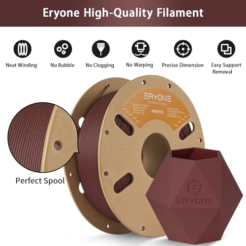 ERYONE Matte 3D Printer PLA Filament 1.75 +/- 0.03mm, Matte Filament PLA 1KG(2.2LBS) Spool, Ruby Red - Image 3