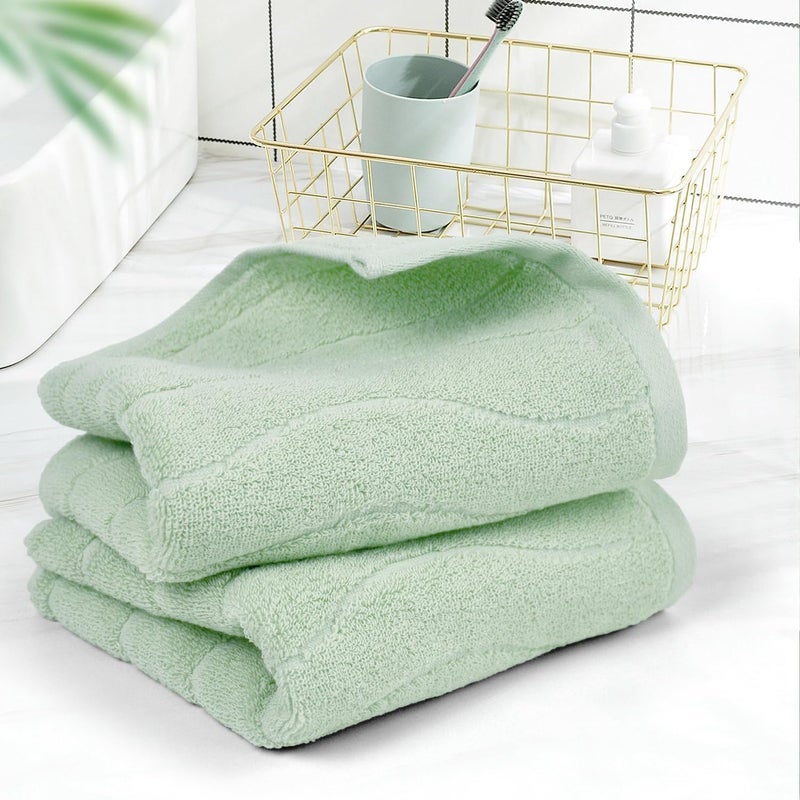 Jacquotha Hand Towels 2 Pack - Sage Green Wavy Striped Hand Towels for Bathroom, 100% Natural Cotton Soft Absorbent Decorative, 13x29 Inches - Image 5