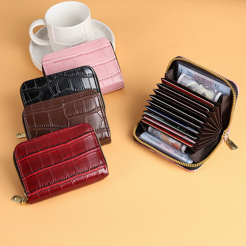 Multifunctional Solid Color PU Leather Wallet, RFID Blocking Design Portable Daily Storage Purse for Cards Cash Coin Business Use - Image 1