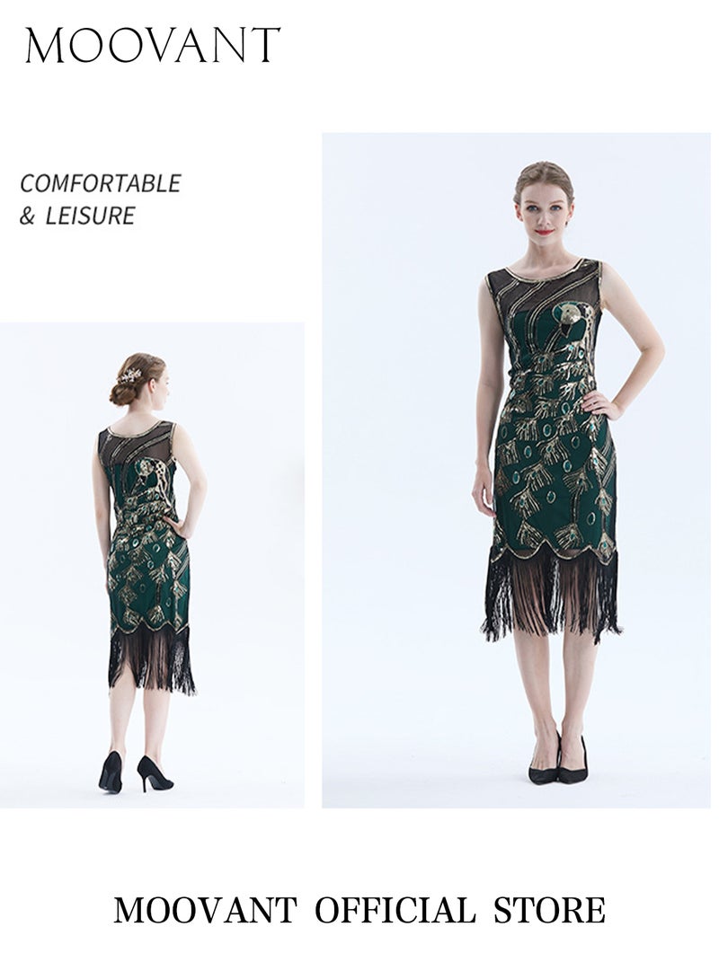 موفانت فستان حفلات كلاسيكي للنساء، فستان حفلات مزين بالترتر، فستان بطابع عشرينيات القرن العشرين، فستان حفلات رسمي، فستان مناسب للارتداء اليومي للسيدات - Image 4