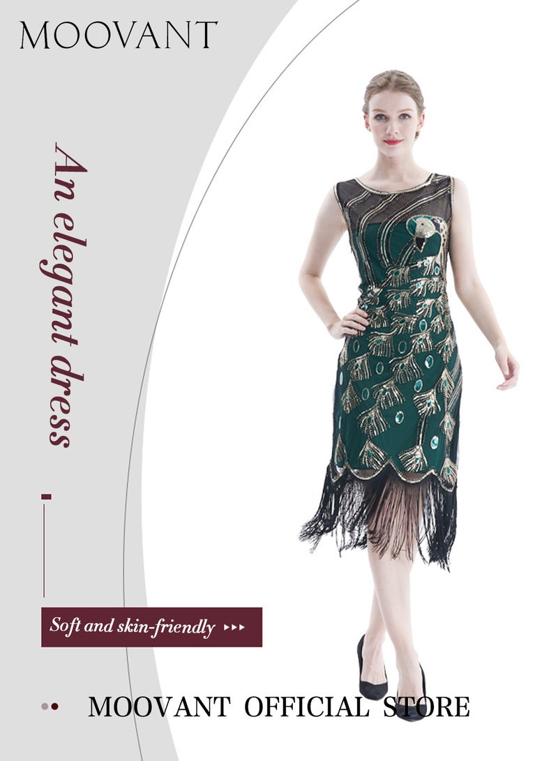 موفانت فستان حفلات كلاسيكي للنساء، فستان حفلات مزين بالترتر، فستان بطابع عشرينيات القرن العشرين، فستان حفلات رسمي، فستان مناسب للارتداء اليومي للسيدات - Image 5