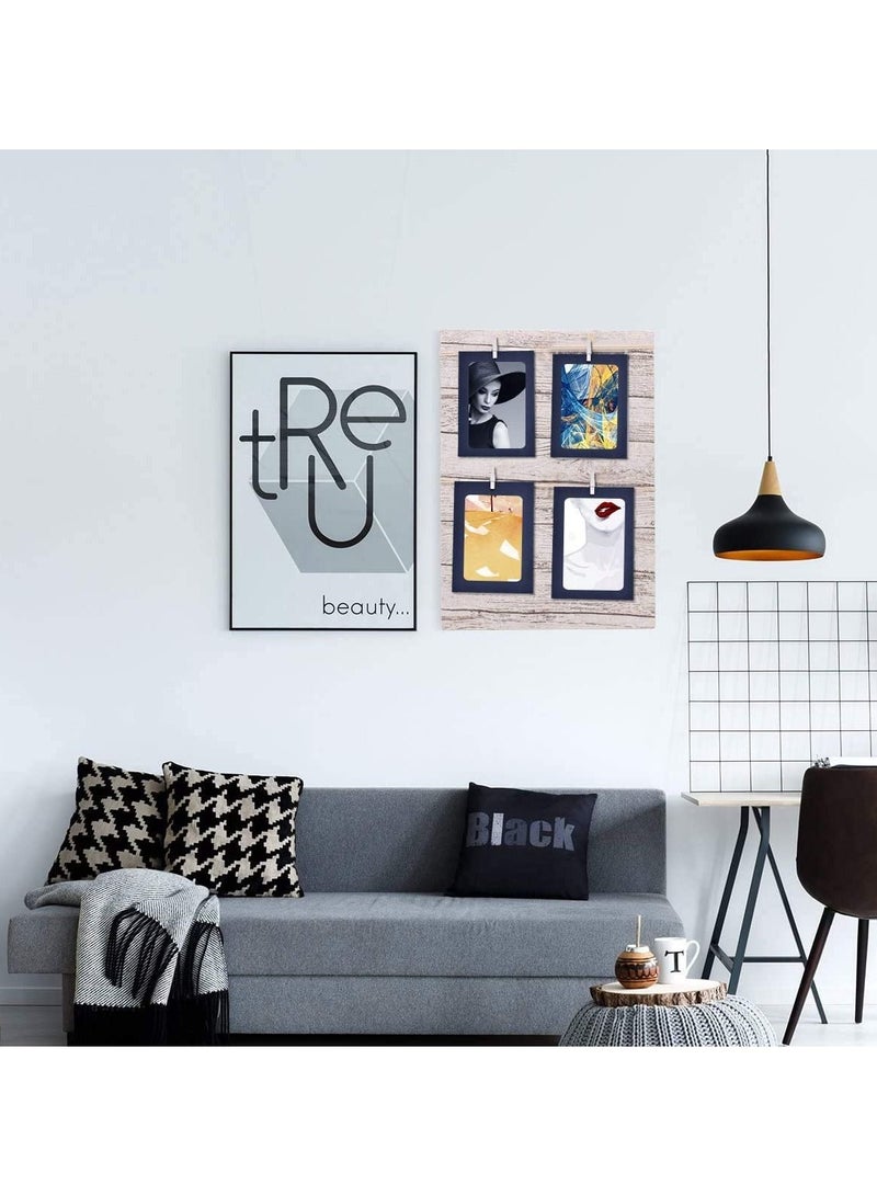 Kraft Paper Cardboard Photo Frame with Wooden Clips and String, Wall Decoration DIY Picture Frame Hanging Picture Frames for Home, School and Office Décor 10Pcs - Image 4