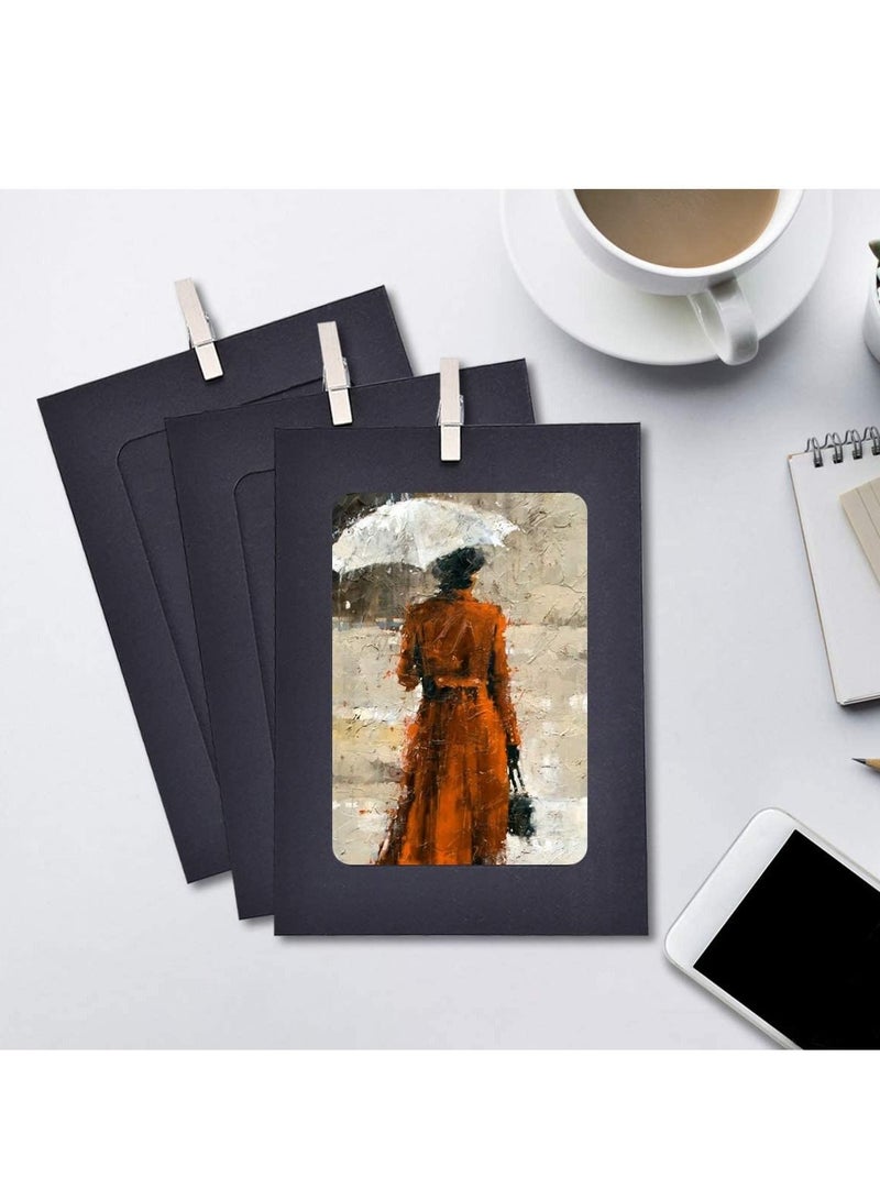 Kraft Paper Cardboard Photo Frame with Wooden Clips and String, Wall Decoration DIY Picture Frame Hanging Picture Frames for Home, School and Office Décor 10Pcs - Image 2