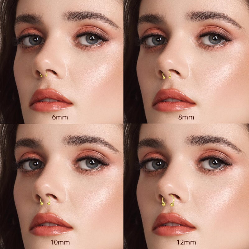 D.Bella 8PCS 16G Stainless Steel Nose Septum Horseshoe Earring Eyebrow Septum Lip Helix Tragus Piercing Ring 6-12mm Gold Piercing Jewelry - Image 4
