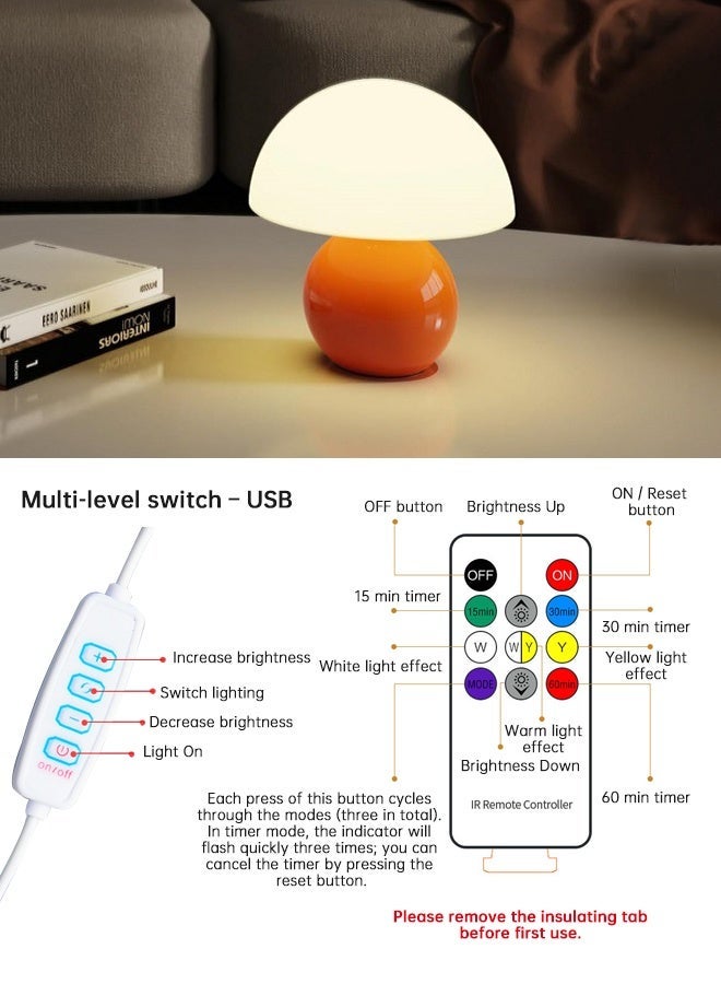 Forthcan Mushroom Table Lamp, Decorative Bedside Night Light for Bedroom, Living Room or Study, Vintage Glass Design with Soft Ambient Lighting - Image 4